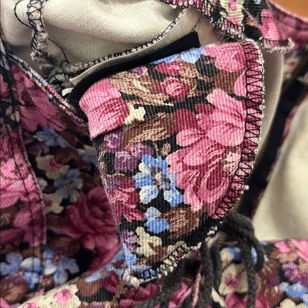 Paris blues black floral all over Bodycon denim dress vintage Y2K M/9 - Picture 9 of 9